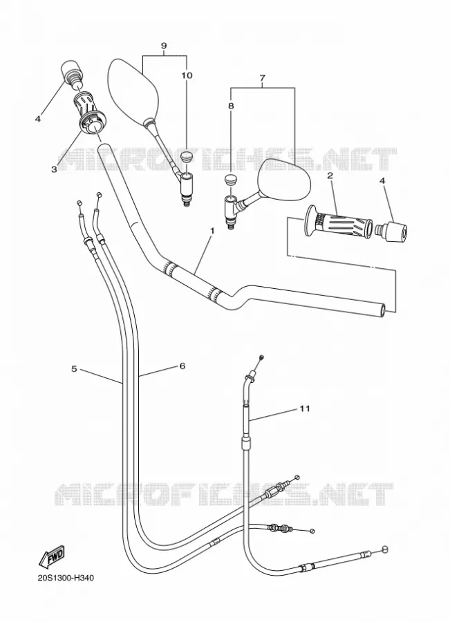 GUIDON ET CABLES Yamaha MOTO 600 2010 XJ6  XJ6N