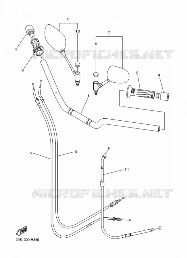 GUIDON ET CABLES Yamaha MOTO 600 2010 XJ6 ABS  XJ6NA