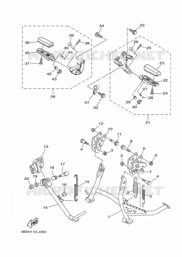 SUPPORT / REPOSE PIEDS Yamaha SCOOTER 500 2010 TMAX  XP500A