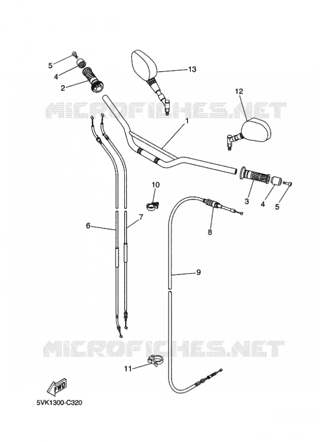 GUIDON ET CABLES Yamaha MOTO 660 2010 XTR  XT660R