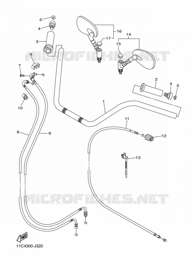 GUIDON ET CABLES Yamaha MOTO 1300 2010 MIDNIGHT STAR  XVS1300A