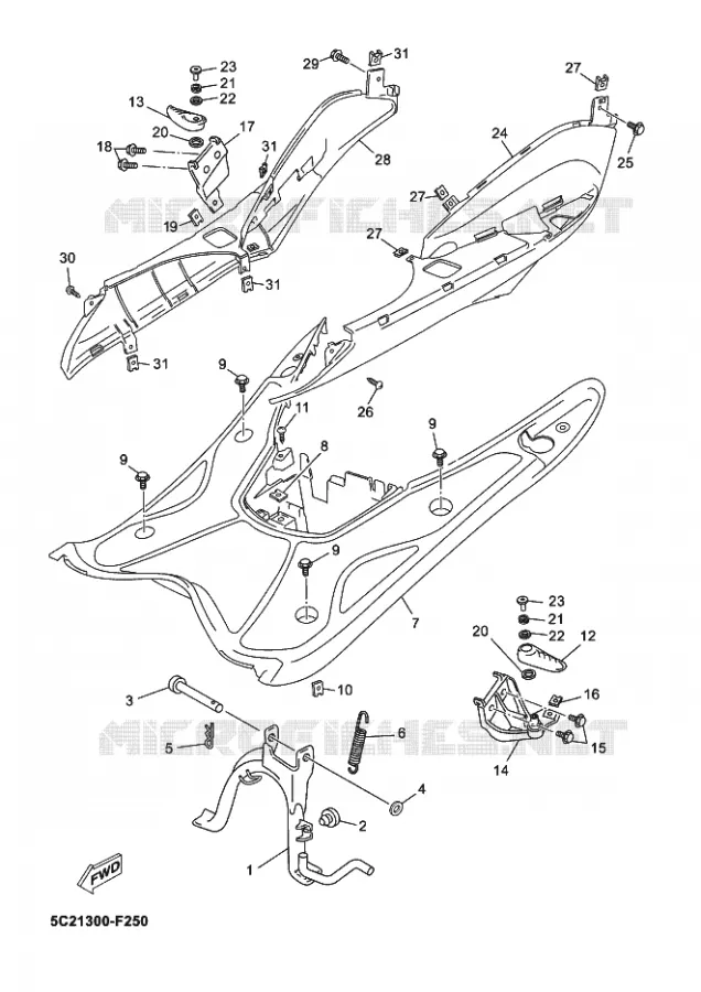 SUPPORT / REPOSE PIEDS Yamaha SCOOTER 50 2010 OVETTO  YN50 OVETTO