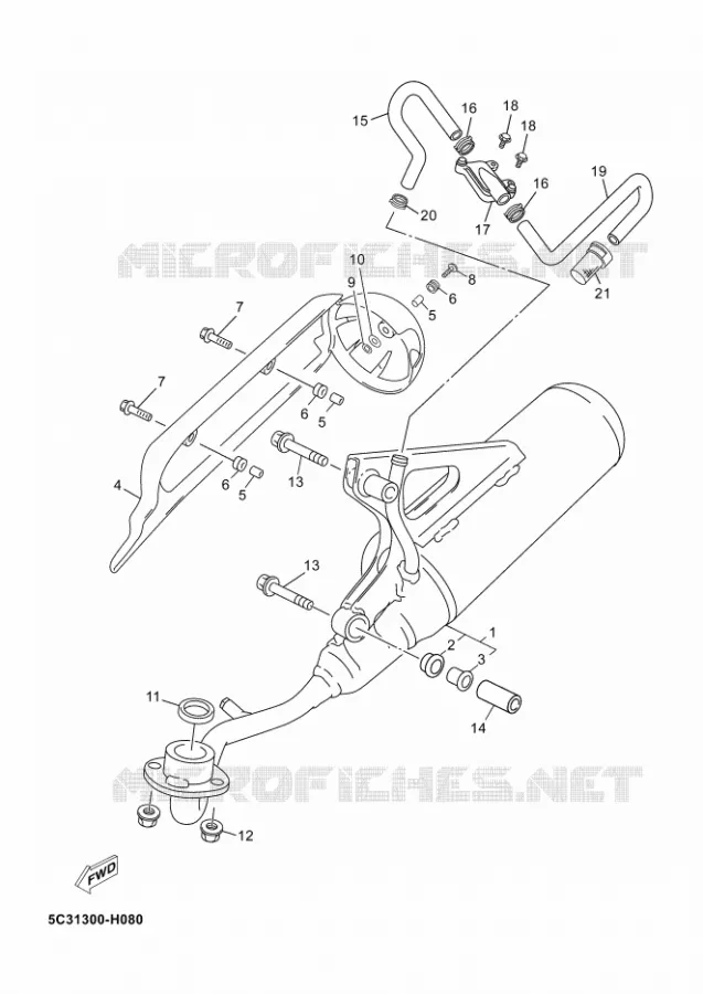 ECHAPPEMENT Yamaha SCOOTER 50 2010 OVETTO 4T  YN50F OVETTO 50 4ST