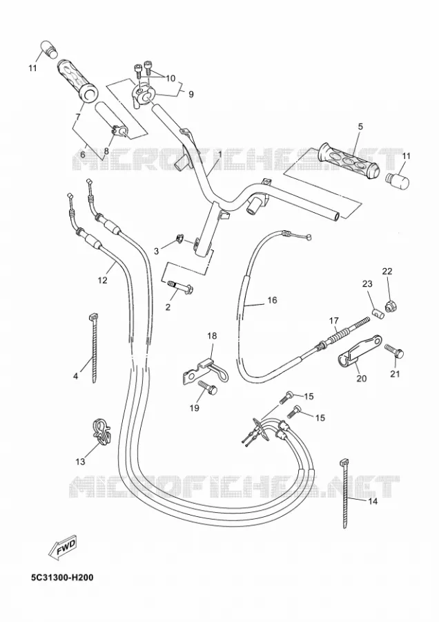 GUIDON ET CABLES Yamaha SCOOTER 50 2010 OVETTO 4T  YN50F OVETTO 50 4ST