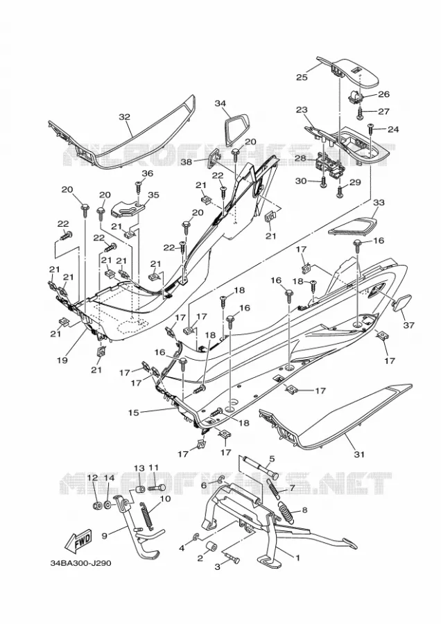 SUPPORT / REPOSE PIEDS Yamaha SCOOTER 400 2010 MAJESTY  YP400