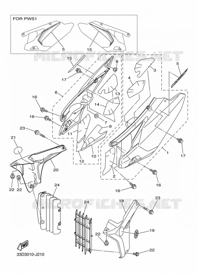 COUVERCLE LATERAL Yamaha MOTO 450 2010 YZF  YZ450F