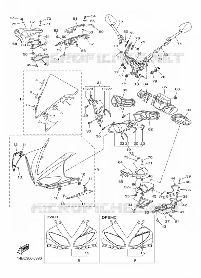 CARENAGES 1  Yamaha MOTO 1000 2010 R1  YZF-R1