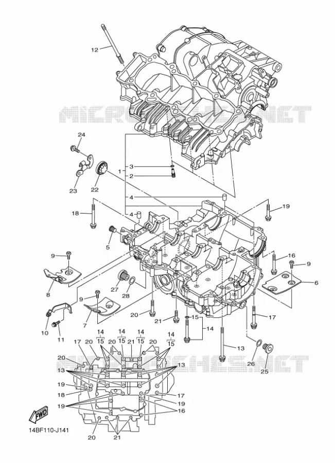 CARTER MOTEUR Yamaha MOTO 1000 2010 R1  YZF-R1