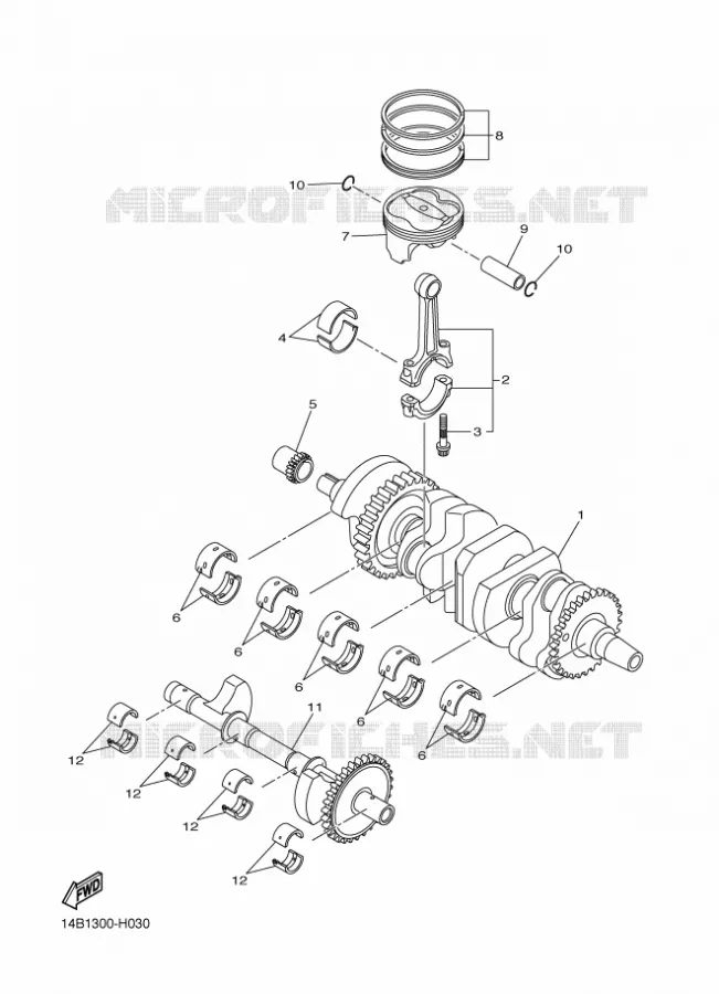 VILEBREQUIN / PISTON Yamaha MOTO 1000 2010 R1  YZF-R1