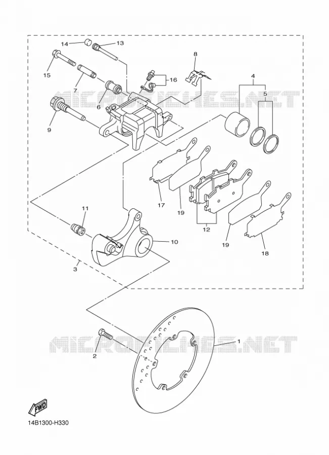 ETRIER DE FREIN ARRIERE Yamaha MOTO 1000 2010 R1  YZF-R1 R1