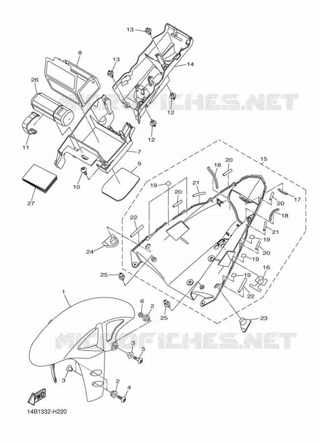 GARDE BOUE Yamaha MOTO 1000 2010 R1  YZF-R1 R1