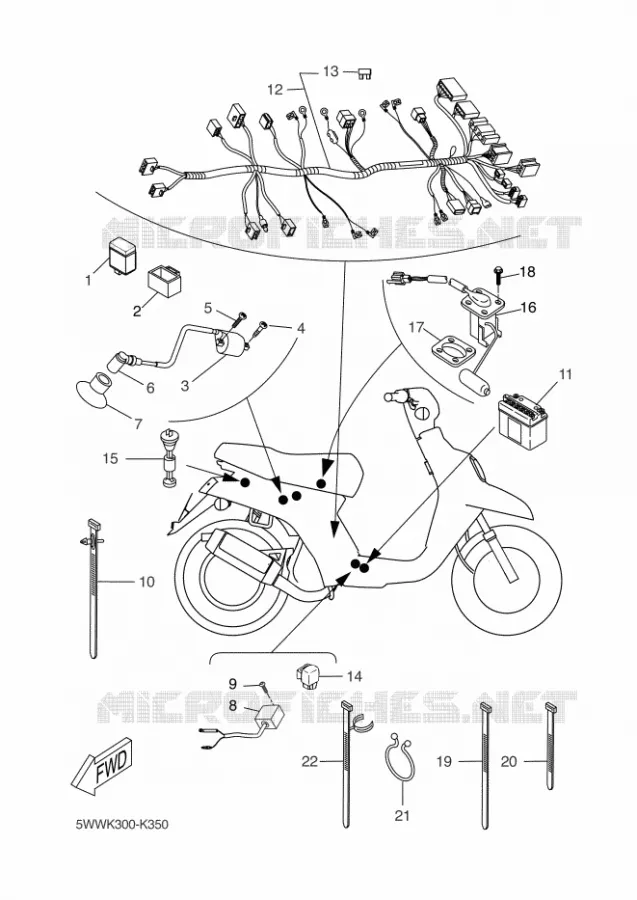 PARTIE ELECTRIQUE 2 Yamaha SCOOTER 50 2011 BOOSTER  CW50