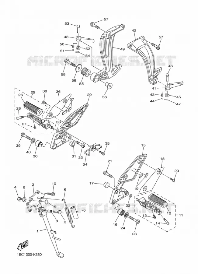 SUPPORT / REPOSE PIEDS Yamaha MOTO 1000 2011 FZ1  FZ1-N FAZER