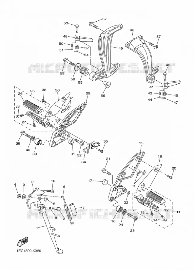 SUPPORT / REPOSE PIEDS Yamaha MOTO 1000 2011 FZ1 ABS  FZ1-NA FAZER