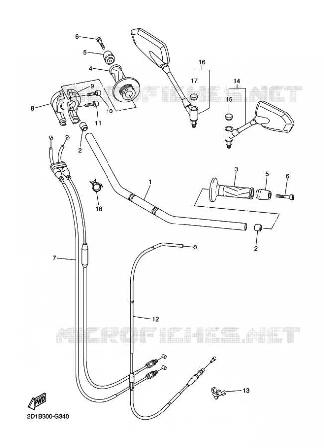 GUIDON ET CABLES Yamaha MOTO 1000 2011 FZ1 ABS  FZ1-NA FAZER