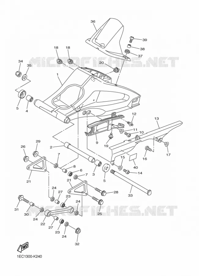 BRAS ARRIERE Yamaha MOTO 1000 2011 FAZER  FZ1-S