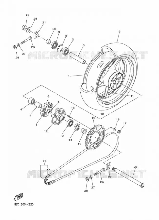 ROUE ARRIERE Yamaha MOTO 1000 2011 FAZER  FZ1-S