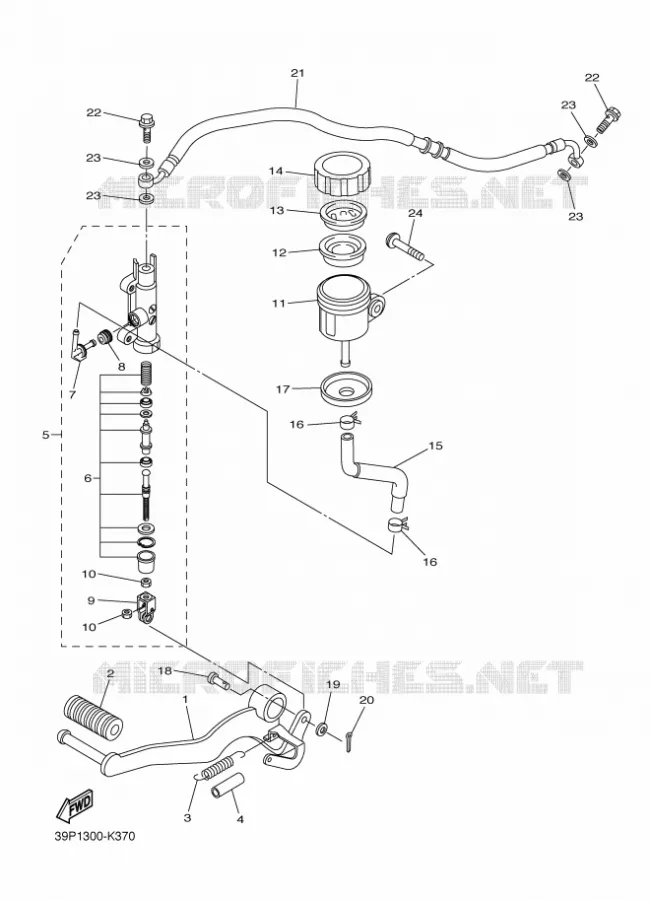 MAITRE CYLINDRE DE FREIN ARRIERE Yamaha MOTO 800 2011 FZ8  FZ8-N