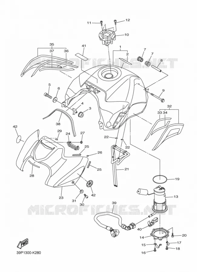 RESERVOIR A ESSENCE Yamaha MOTO 800 2011 FZ8  FZ8-N