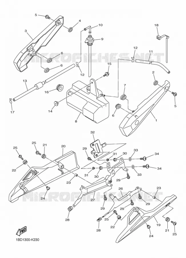 COUVERCLE LATERAL Yamaha MOTO 800 2011 FZ8 ABS  FZ8-NA