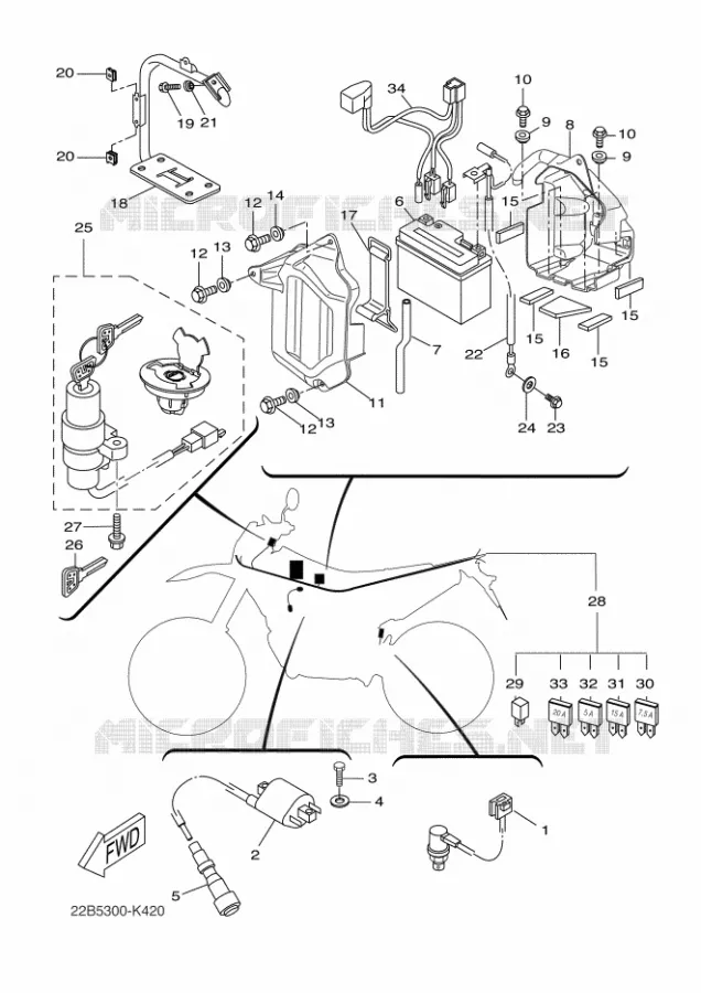 PARTIE ELECTRIQUE 1 Yamaha MOTO 125 2011 WR-R  WR125R