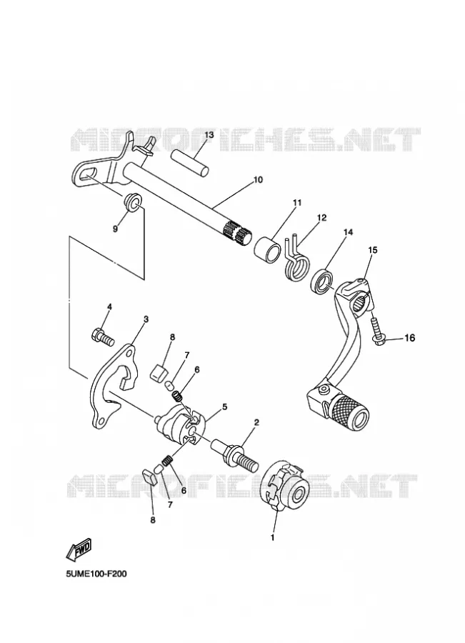 AXE DE SELECTEUR / PEDALE Yamaha MOTO 250 2011 WRF  WR250F