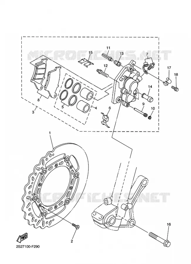 ETRIER DE FREIN AVANT Yamaha MOTO 250 2011 WRF  WR250F