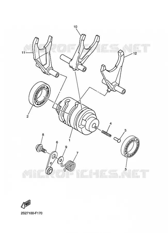 BARILLET DE SELECTION / FOURCHETTES Yamaha MOTO 450 2011 WRF  WR450F