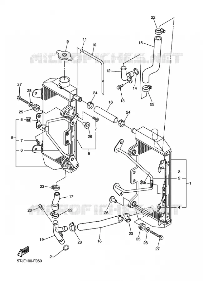 RADIATEUR / DURITES Yamaha MOTO 450 2011 WRF  WR450F