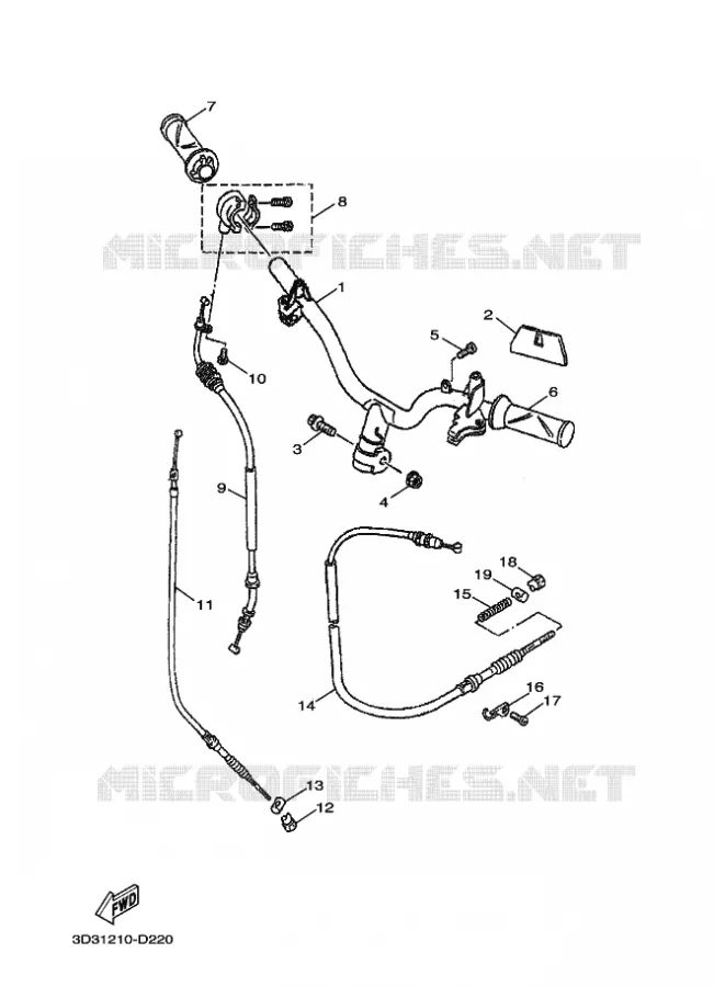 GUIDON ET CABLES Yamaha SCOOTER 100 2011 JOG  XC100 JOG
