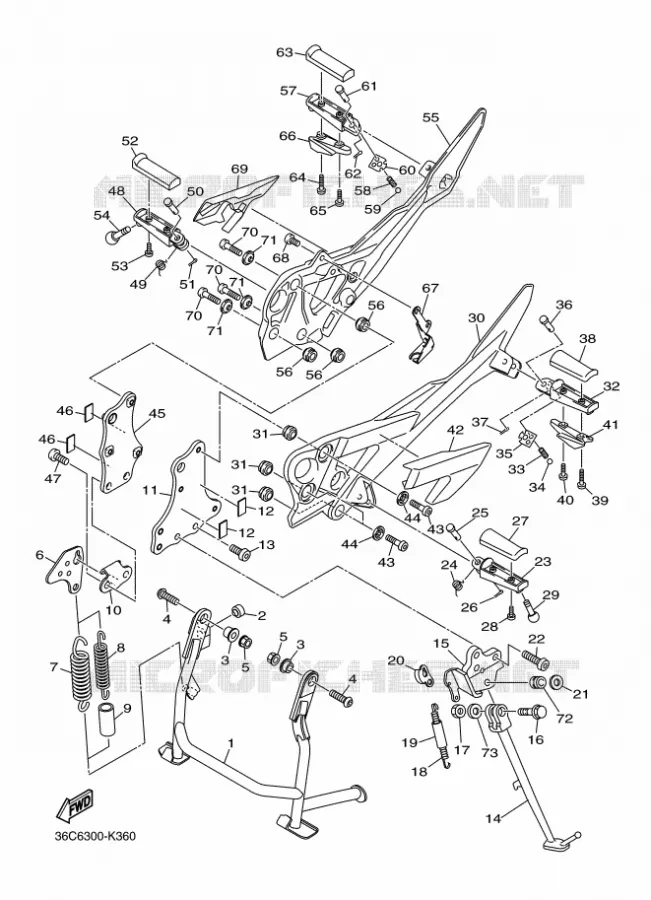 SUPPORT / REPOSE PIEDS Yamaha MOTO 600 2011 XJ6  XJ6SA
