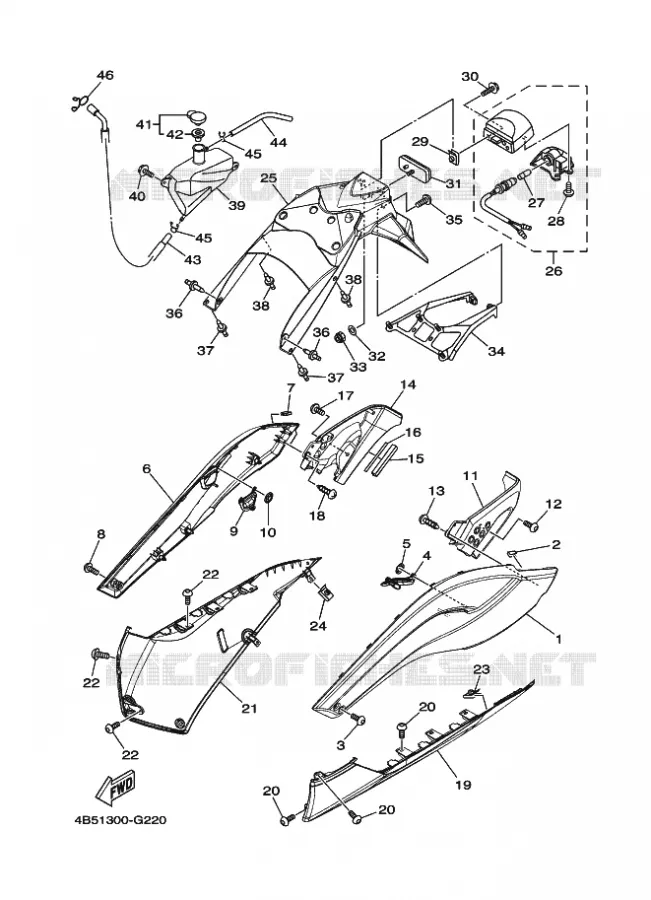 COUVERCLE LATERAL 2 Yamaha SCOOTER 500 2011 TMAX ABS  XP500A TMAX