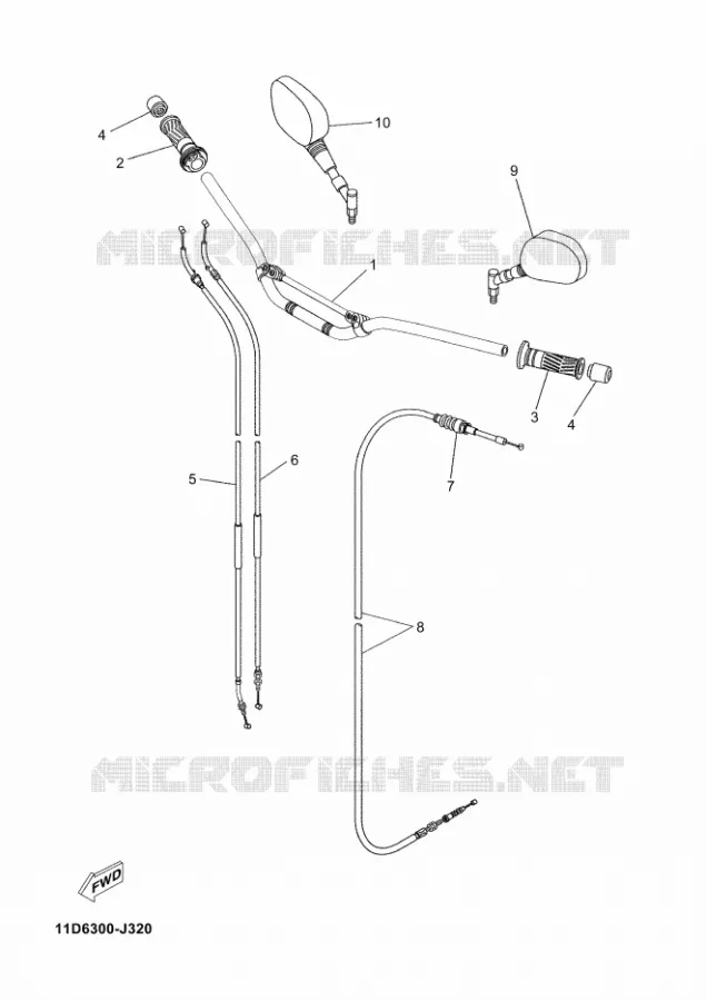 GUIDON ET CABLES Yamaha MOTO 660 2011 XTZ TENERE  XT660Z TENERE