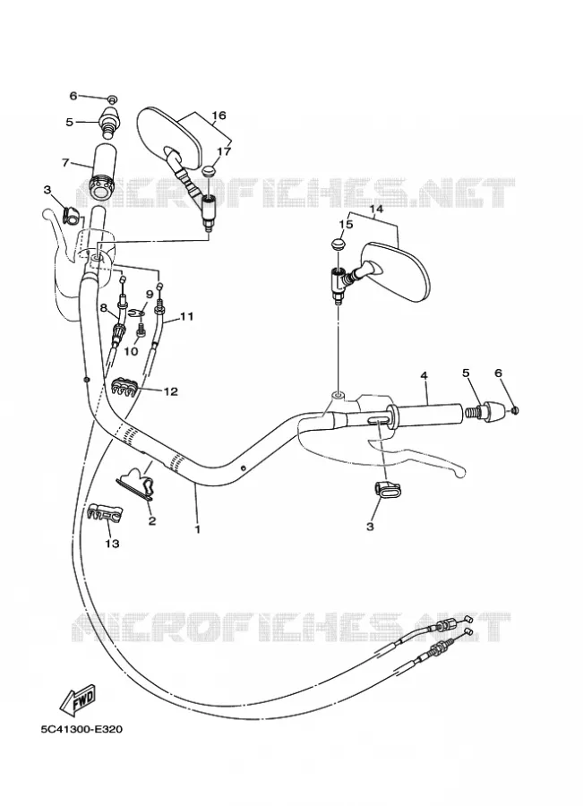 GUIDON ET CABLES Yamaha MOTO 1900 2011 MIDNIGHT STAR  XV1900A