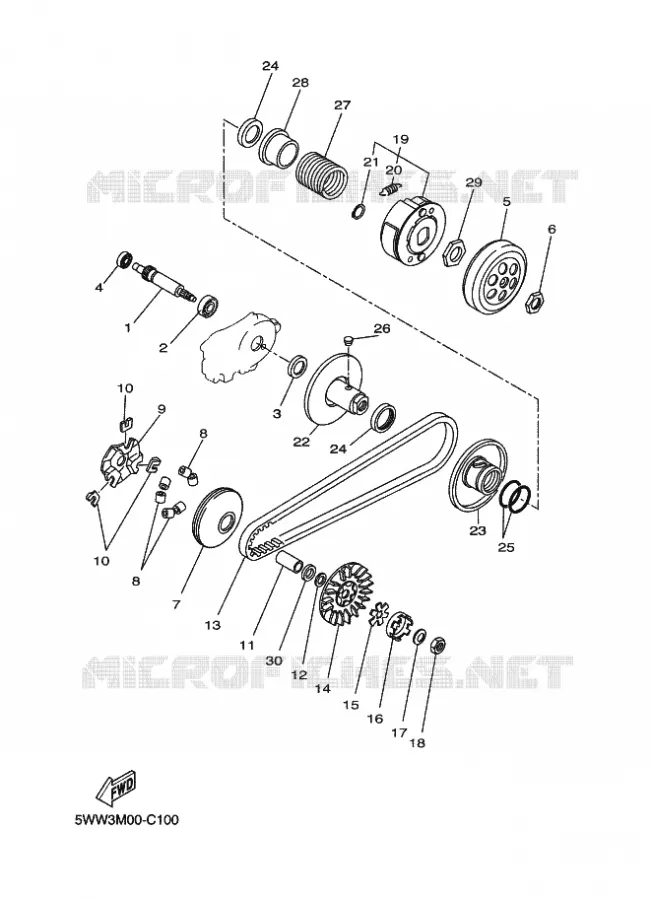 EMBRAYAGE DE DEMARREUR Yamaha SCOOTER 50 2011 SLIDER STUNT  EW50N SLIDER