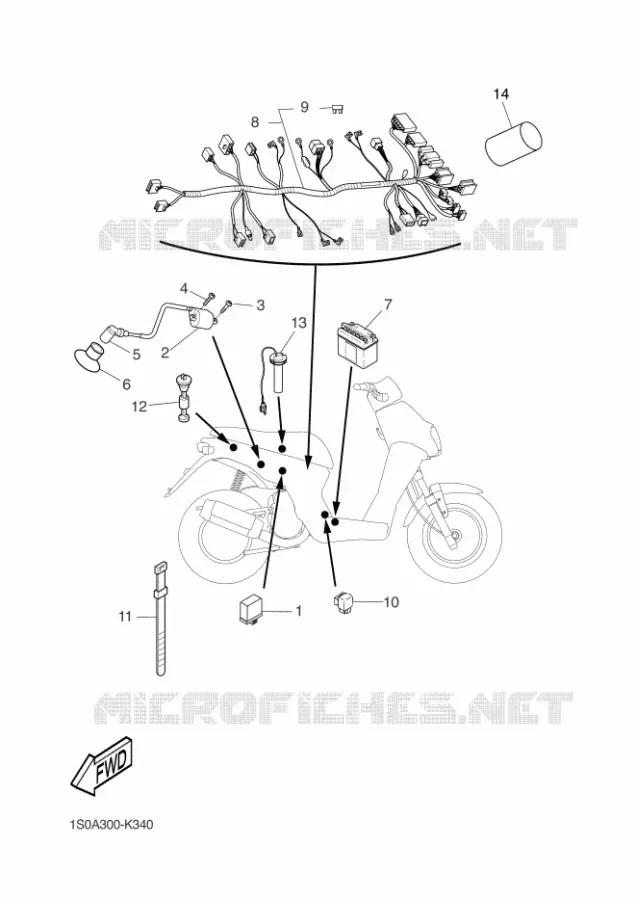 PARTIE ELECTRIQUE 2 Yamaha SCOOTER 50 2011 SLIDER STUNT  EW50N SLIDER