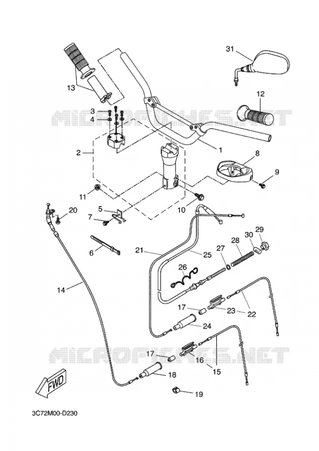GUIDON ET CABLES Yamaha SCOOTER 50 2011 STUNT NAKED  EW50N STUNT NAKED