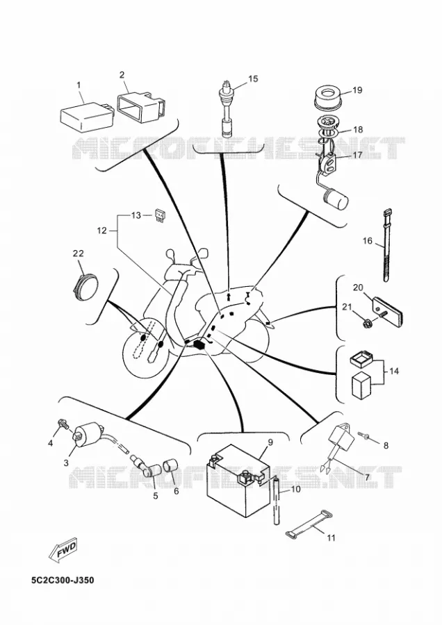 PARTIE ELECTRIQUE 2 Yamaha SCOOTER 50 2011 NEOS  YN50 NEO'S