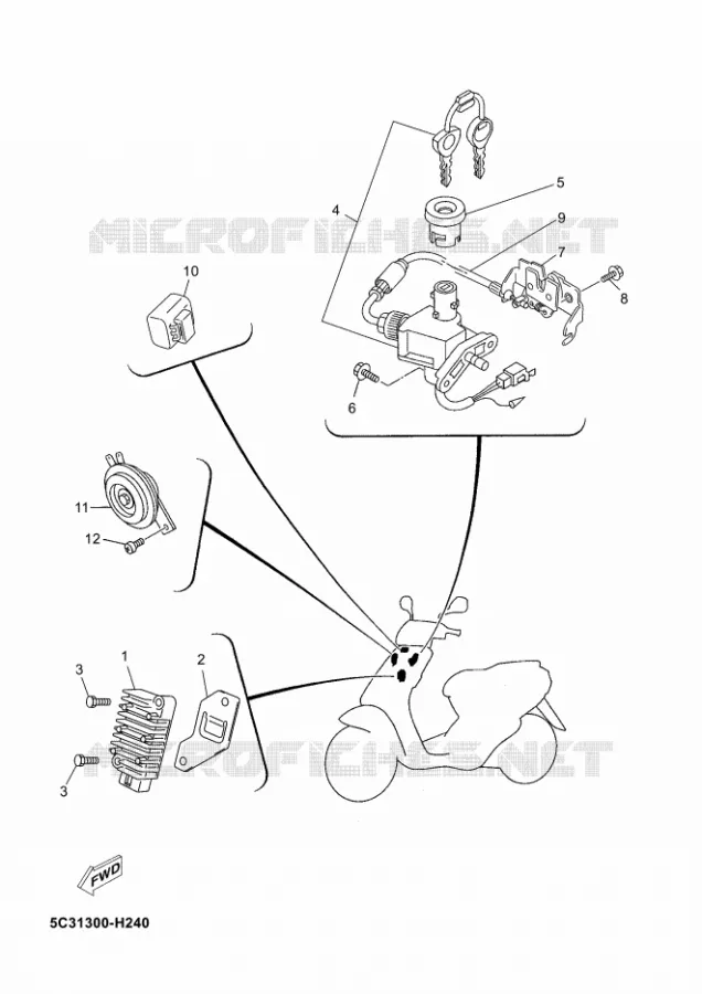 PARTIE ELECTRIQUE 1 Yamaha SCOOTER 50 2011 NEOS 4T  YN50F NEO'S