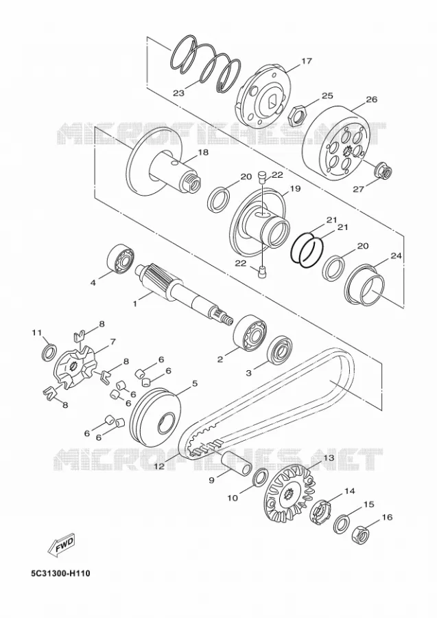 EMBRAYAGE DE DEMARREUR Yamaha SCOOTER 50 2011 NEOS 4T  YN50F NEO'S