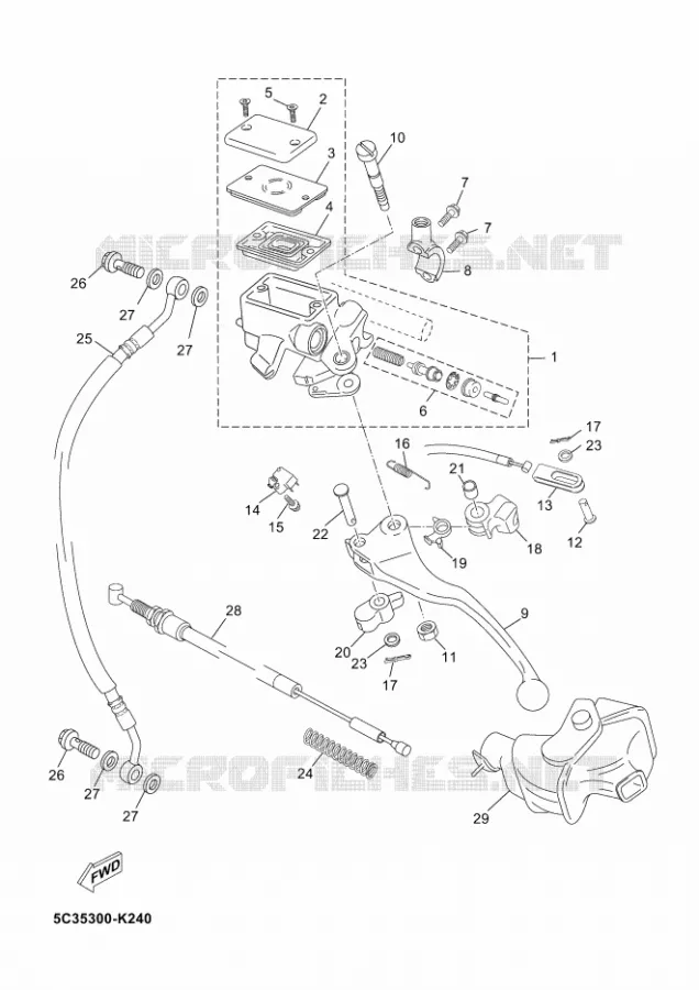 MAITRE CYLINDRE DE FREIN AVANT Yamaha SCOOTER 50 2011 NEOS 4T  YN50F NEO'S