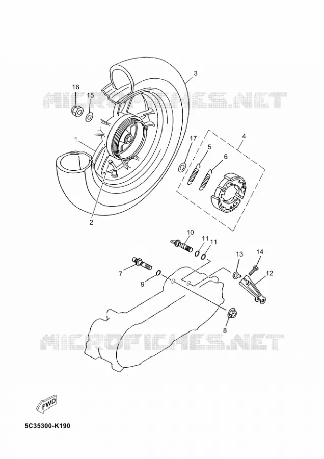 ROUE ARRIERE Yamaha SCOOTER 50 2011 NEOS 4T  YN50F NEO'S