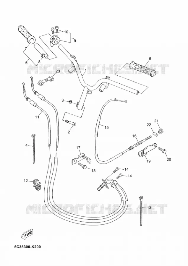 GUIDON ET CABLES Yamaha SCOOTER 50 2011 OVETTO 4T UBS  YN50F OVETTO 50 4ST UBS