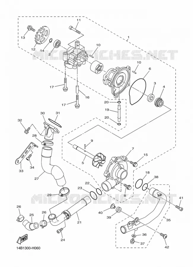 POMPE A EAU / DURITES Yamaha MOTO 1000 2011 R1  YZF-R1 R1