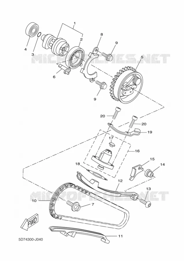 ARBRE A CAMES / CHAINE DE DISTRIBUTION Yamaha MOTO 125 2011 R125  YZF-R125