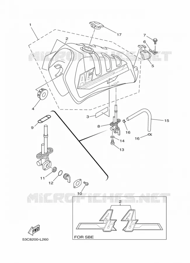 RESERVOIR A ESSENCE Yamaha MOTO 200 2012 AG  AG200F