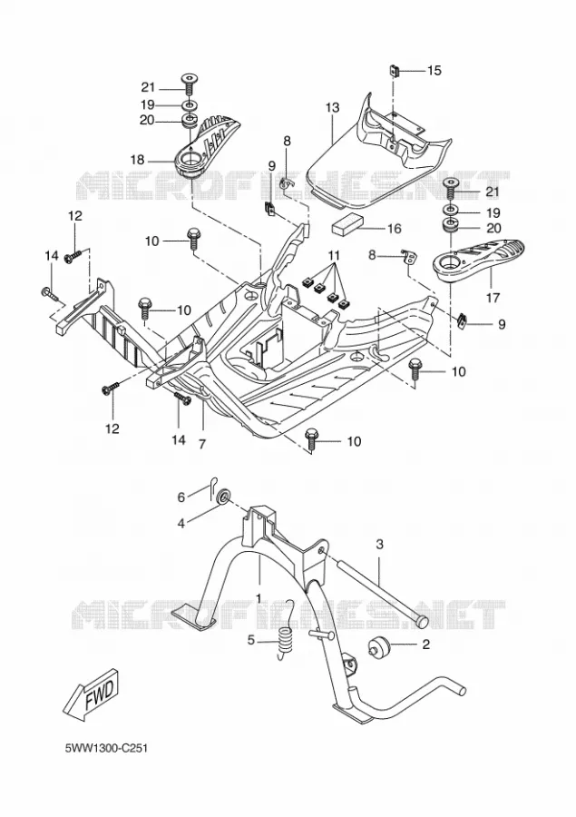 SUPPORT / REPOSE PIEDS Yamaha SCOOTER 50 2012 BW'S  CW50N