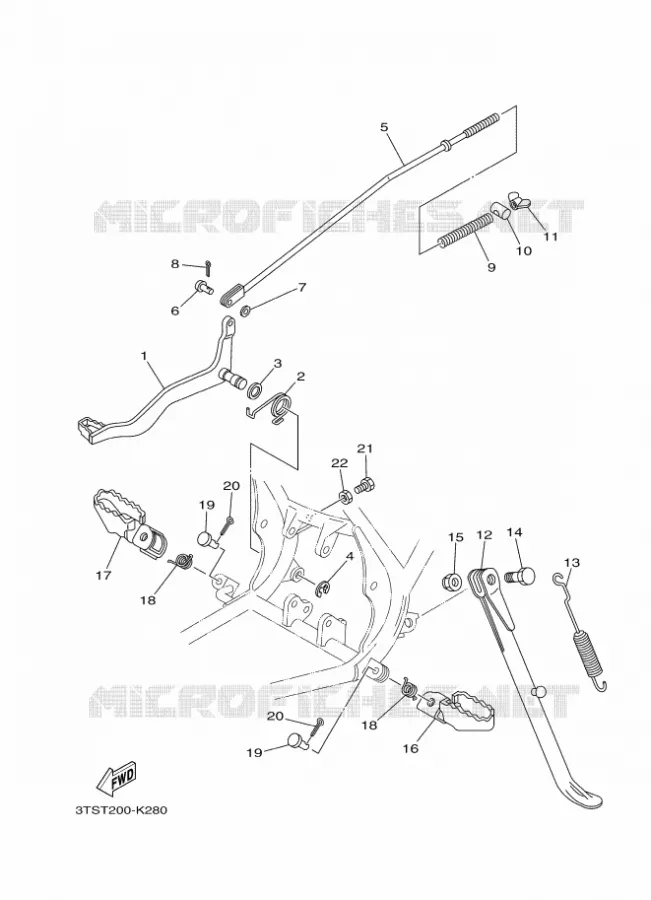 SUPPORT / REPOSE PIEDS Yamaha MOTO 175 2012 DT  DT175