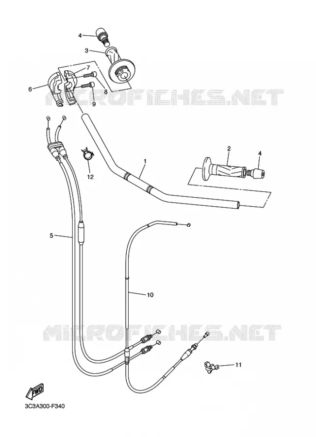 GUIDON ET CABLES Yamaha MOTO 1000 2012 FAZER ABS  FZ1-SA