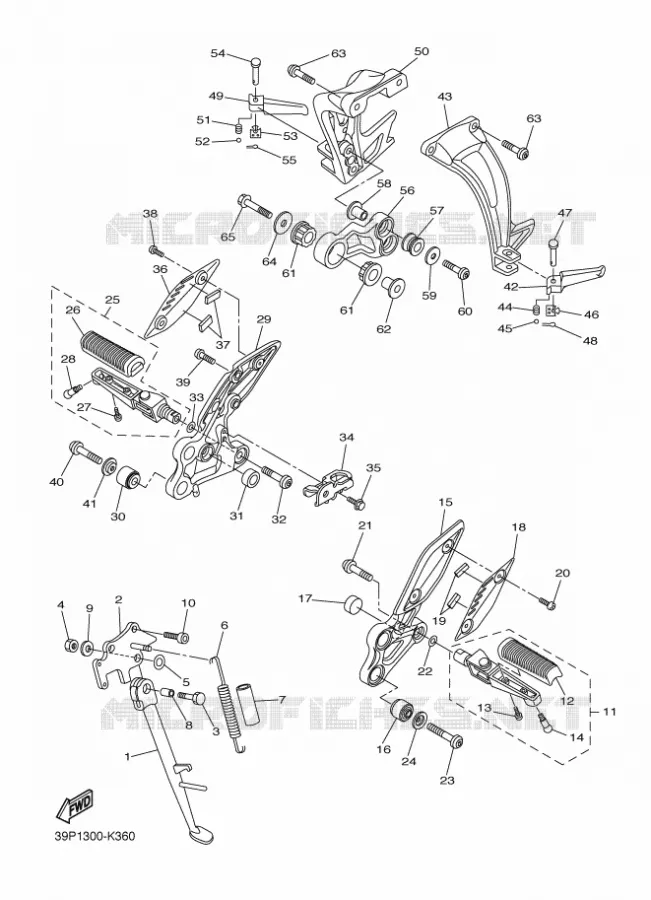 SUPPORT / REPOSE PIEDS Yamaha MOTO 800 2012 FZ8  FZ8-N